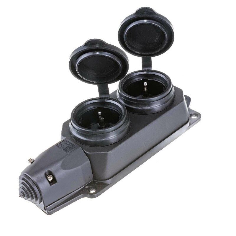 ОМЕГА Розетка каучук двойная с защитными крышками IP44